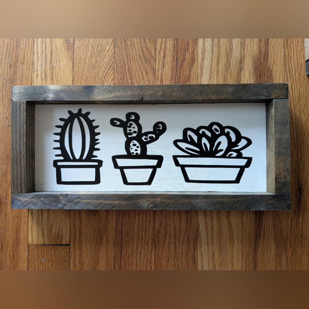 Handmade Rustic Wood Wall Sign – Cactus Sign
